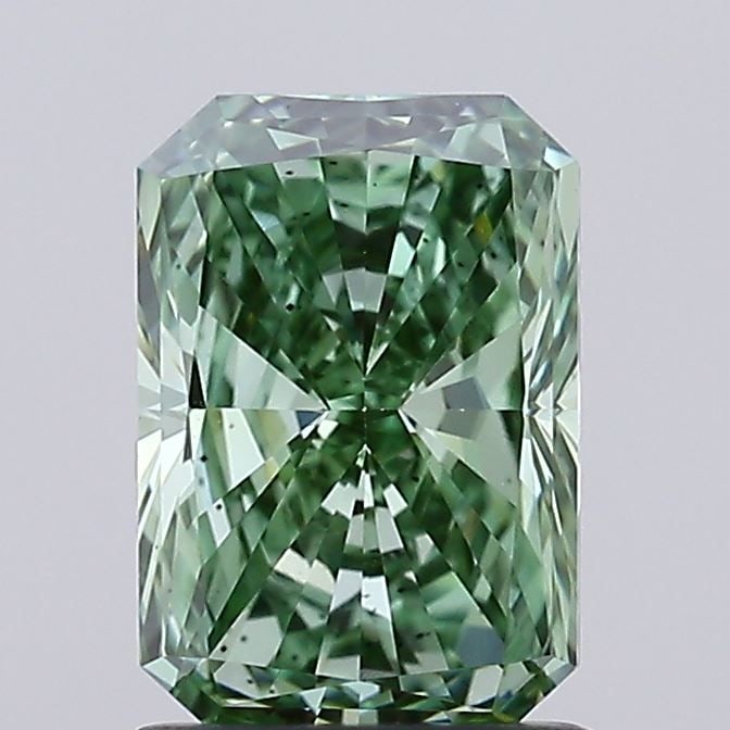 Loose Diamond - RADIANT 1.23ct Fancy Vivid Green VS2: Loose Diamond - RADIANT 1.23ct Fancy Vivid Green VS2 Source: This is a real non-mined Diamond that has been grown in a lab Shape: RADIANT Carats: 1.23 Color: Fancy Vivid Green Certification: IGI