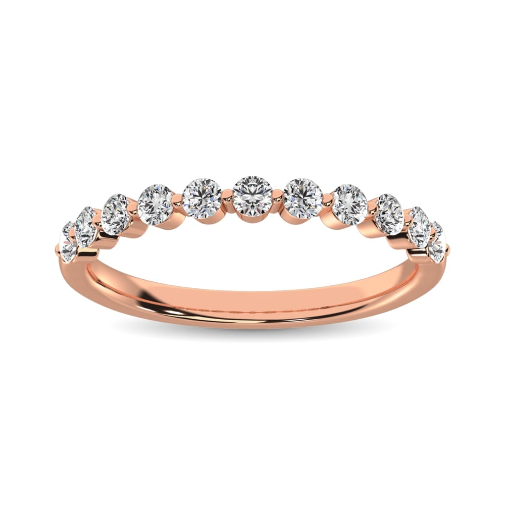 Diamond 1/2 Ct.Tw. Stack Band in 14K Rose Gold: Diamond 1/2 Ct.Tw. Stack Band in 14K Rose Gold 14k Rose Gold Stone Color: G-h Stone Clarity: I1 Each ring is presented in standard size 6.5. Complimentary resizing is available between sizes 510 (in 1