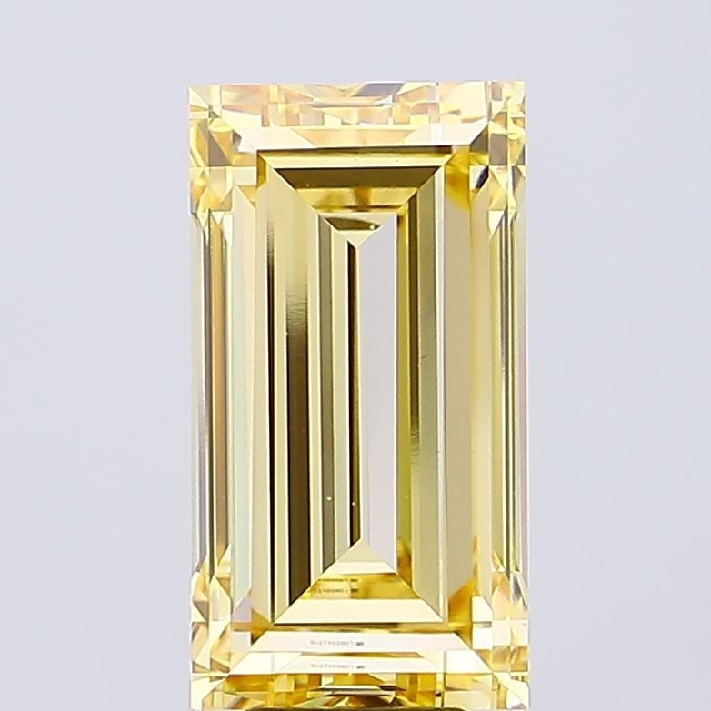 Loose Diamond - BAGUETTE 10.01ct Fancy Intense Yellow VS1: Loose Diamond - BAGUETTE 10.01ct Fancy Intense Yellow VS1 Source: This is a real non-mined Diamond that has been grown in a lab Shape: BAGUETTE Carats: 10.01 Color: Fancy Intense Yellow Certification: