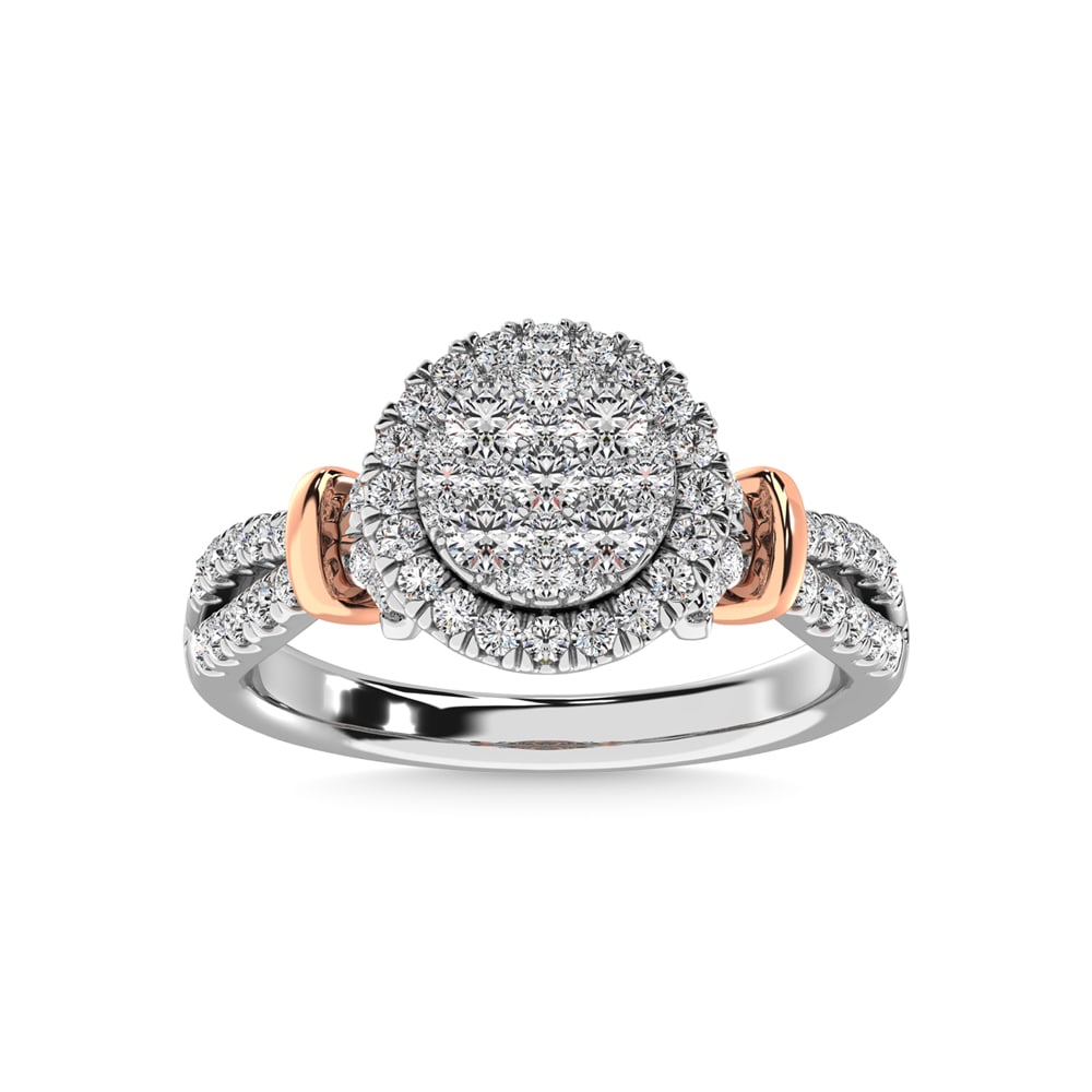 14K White Gold 3/4 Ct.tw Diamond Fashion Ring: 14K White Gold 3/4 Ct.tw Diamond Fashion Ring This bridal set crafted in precious 14K white gold and features a round diamond of totaling 3/4 Ct.Tw. , the Fashion Ring features a round diamond composi