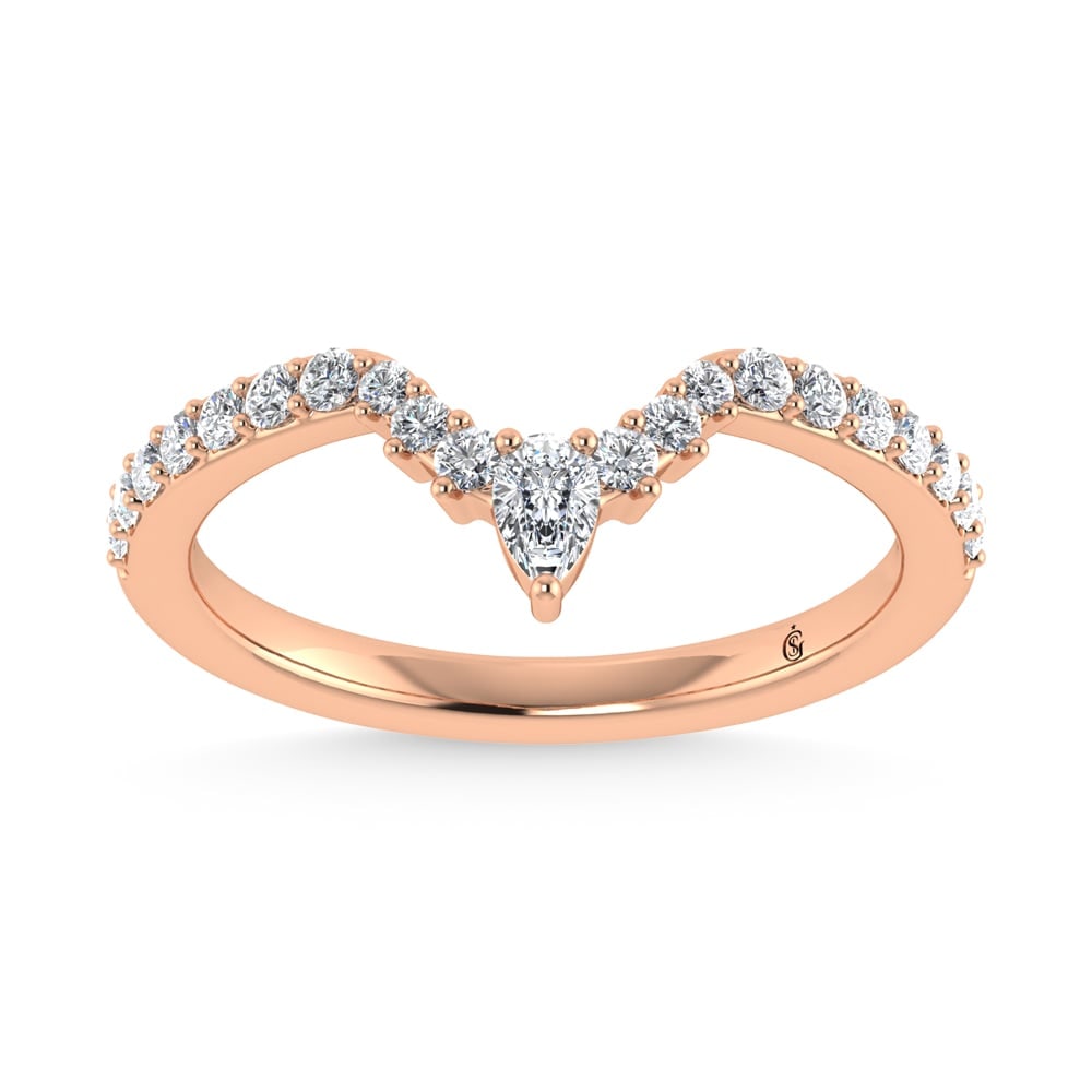 14K Rose Gold Diamond 1/3 Ct. Tw. Chevron Band: 14K Rose Gold Diamond 1/3 Ct. Tw. Chevron Band 14k Rose Gold Stone Color: G-h Stone Clarity: Si2 Each ring is presented in standard size 6.5. Complimentary resizing is available between sizes 510 (in
