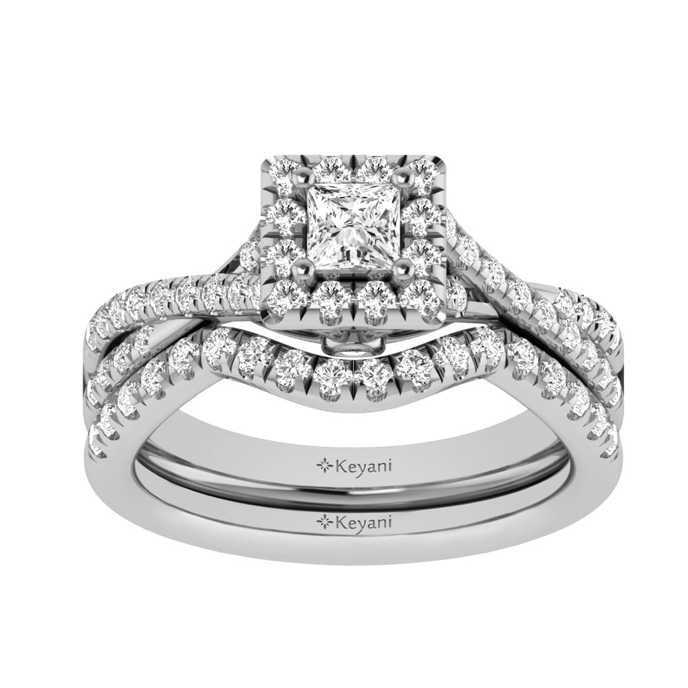 14KT White Gold 1Ct.Tw. Diamond keyani Bridal Ring: 14KT White Gold 1Ct.Tw. Diamond keyani Bridal Ring 14k White Gold Stone Color: Gh Stone Clarity: Si2 Each ring is presented in standard size 6.5. Complimentary resizing is available between sizes 510