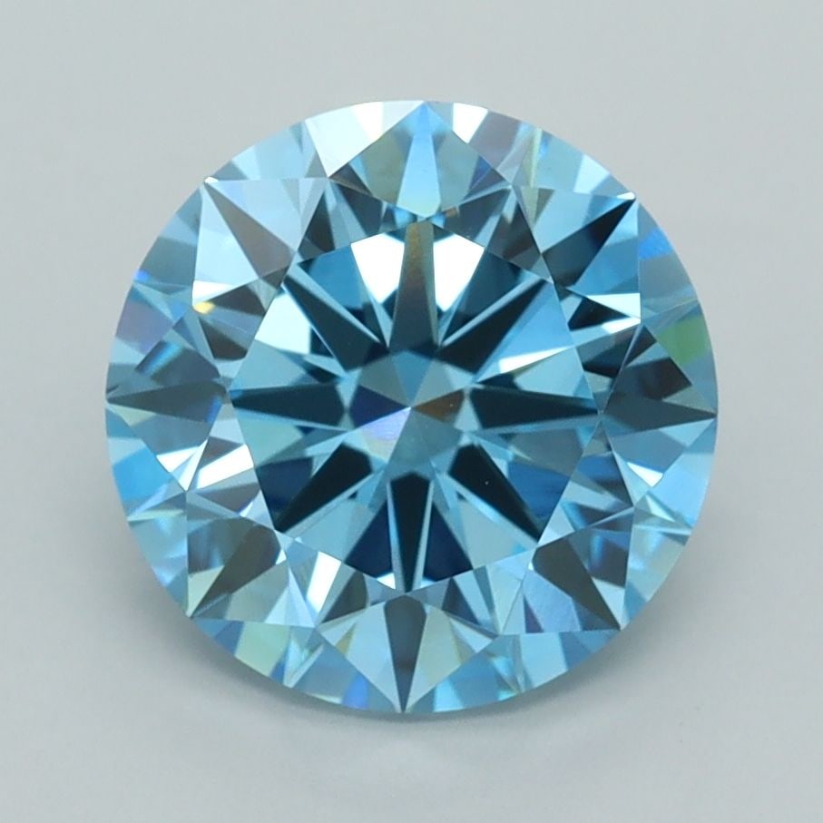Ideal Loose Diamond - ROUND 3.0ct Fancy Vivid Blue VVS2: Ideal Loose Diamond - ROUND 3.0ct Fancy Vivid Blue VVS2 Source: This is a real non-mined Diamond that has been grown in a lab Shape: ROUND Carats: 3.0 Color: Fancy Vivid Blue Certification: IGI