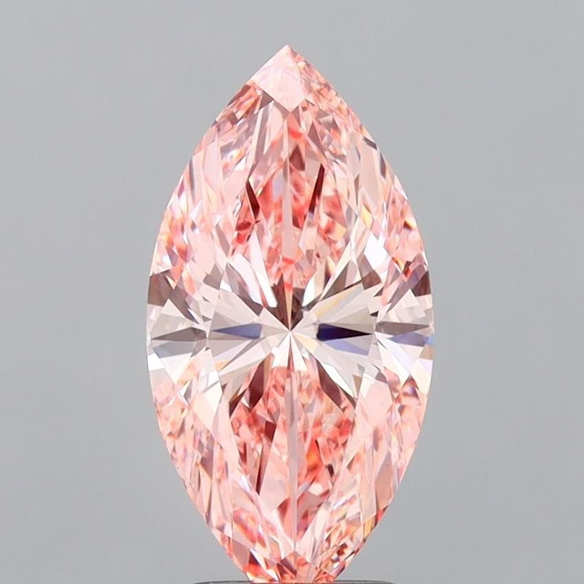 Loose Diamond - MARQUISE 2.51ct Fancy Vivid Pink VS1: Loose Diamond - MARQUISE 2.51ct Fancy Vivid Pink VS1 Source: This is a real non-mined Diamond that has been grown in a lab Shape: MARQUISE Carats: 2.51 Color: Fancy Vivid Pink Certification: IGI Video