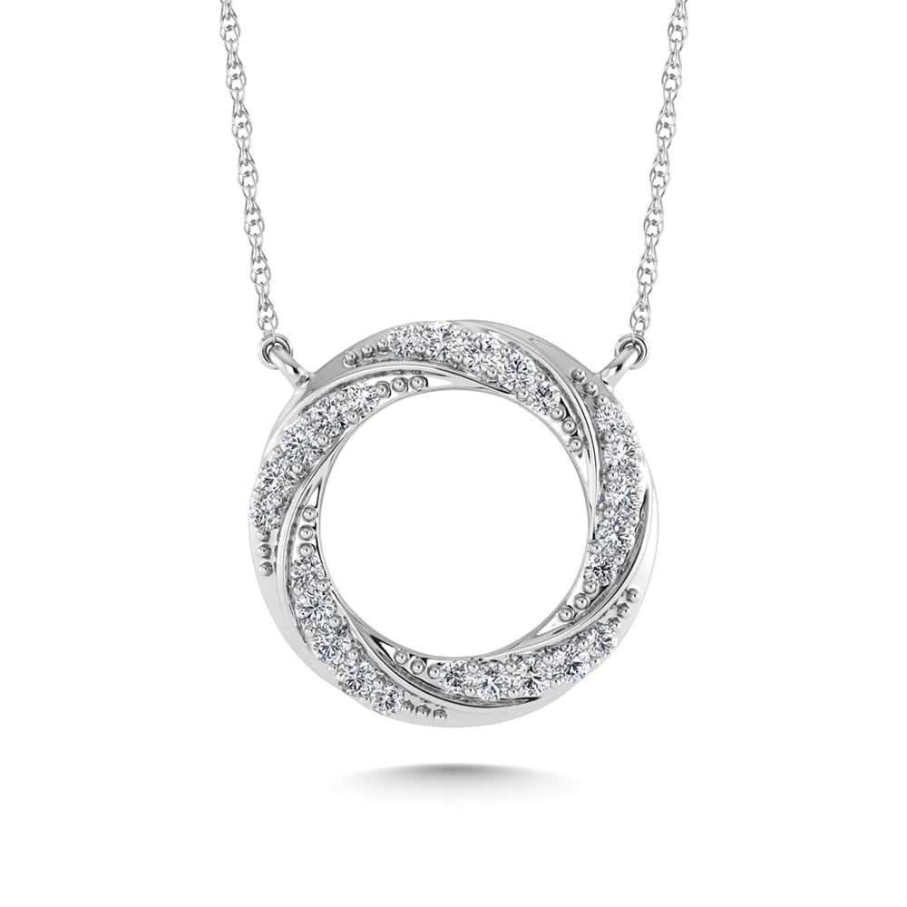 10K White Gold Diamond 1/6 Ct.Tw. Circle Fashion Necklace (1 of 4)