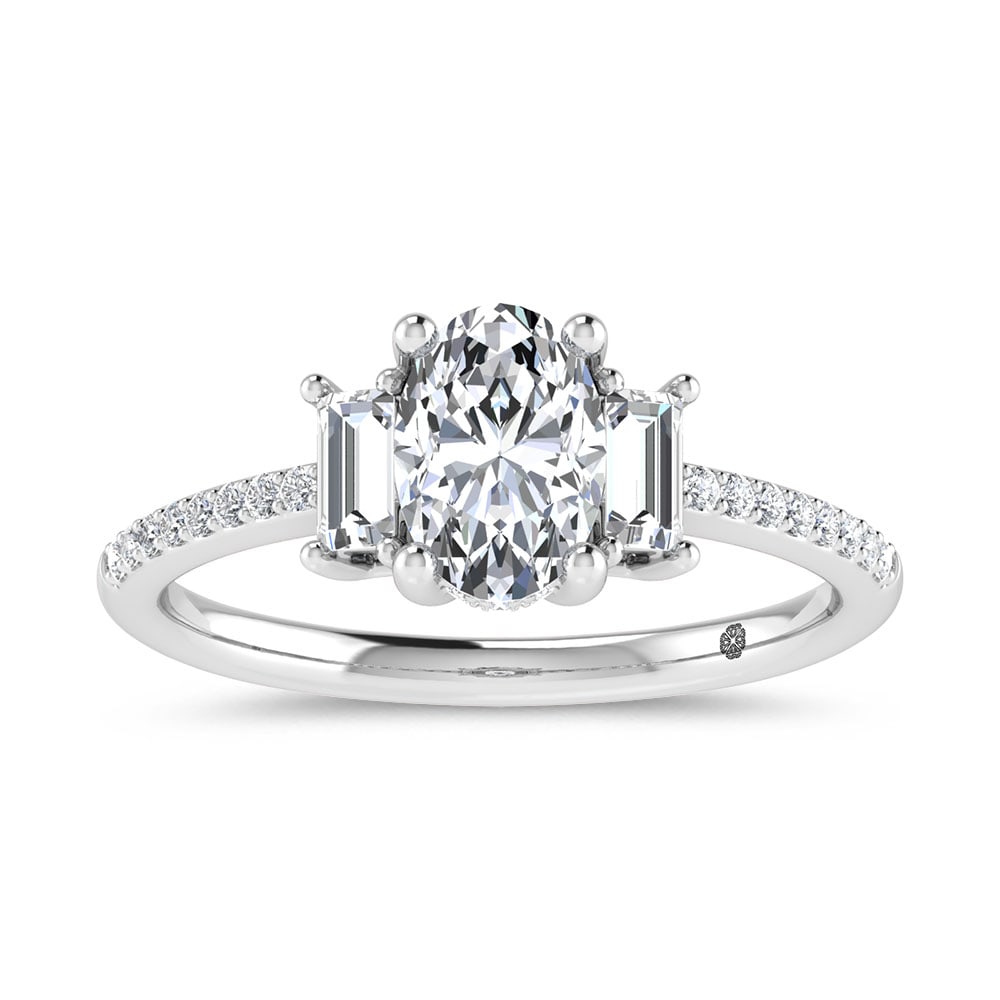 14K White Gold 1 1/4 Ct.Tw. Lab Grown Diamond Three Stone Engagement Ring (1 of 4)
