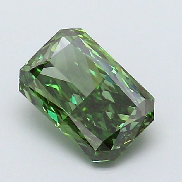Loose Diamond - RADIANT 1.57ct Fancy Vivid Green VS1: Loose Diamond - RADIANT 1.57ct Fancy Vivid Green VS1 Source: This is a real non-mined Diamond that has been grown in a lab Shape: RADIANT Carats: 1.57 Color: Fancy Vivid Green Certification: IGI