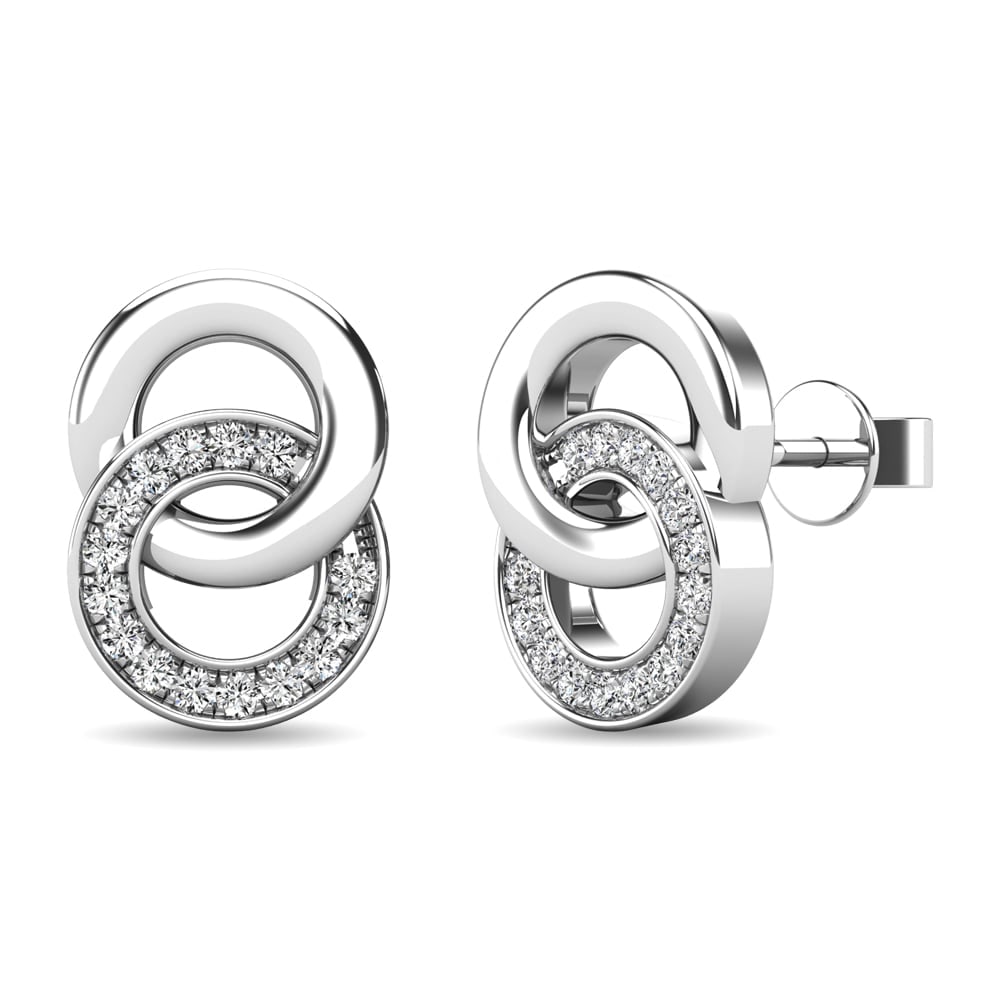 Diamond 1/10 Ct.tw Circle Earrings in 10K White Gold (1 of 3)