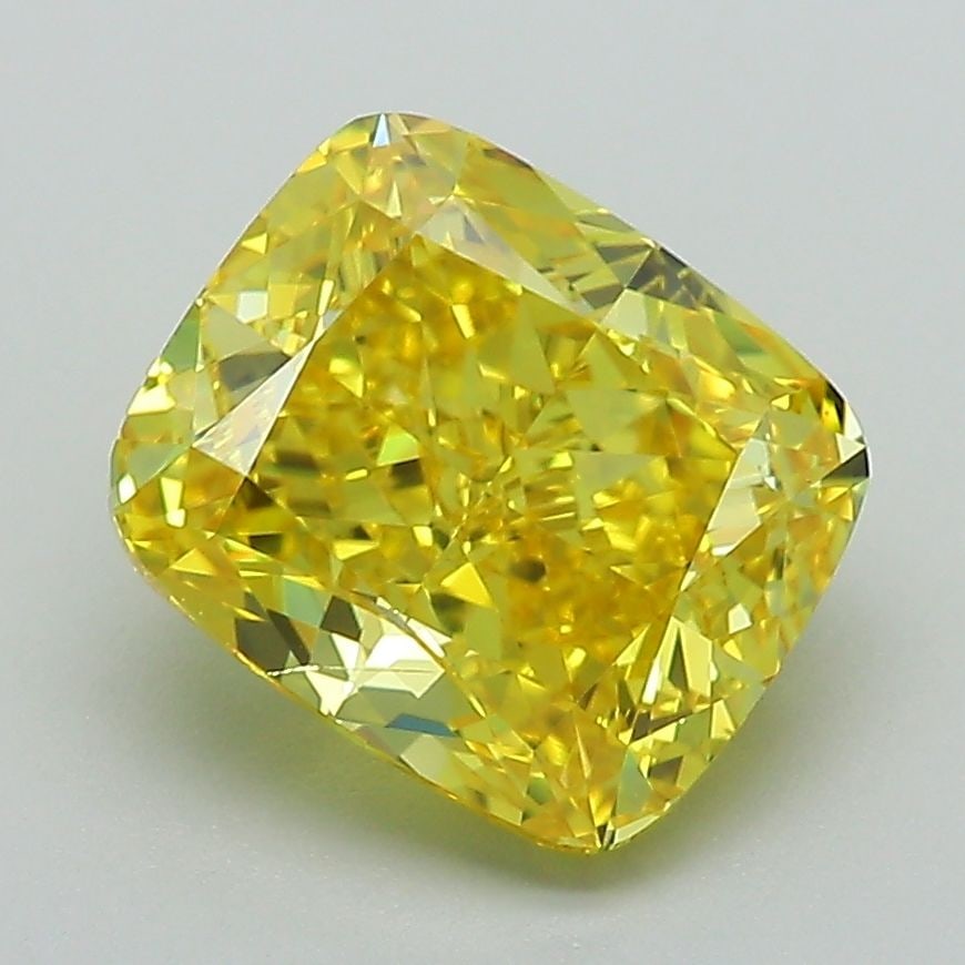 Loose Diamond - CUSHION MODIFIED 3.07ct Fancy Vivid Yellow SI1: Loose Diamond - CUSHION MODIFIED 3.07ct Fancy Vivid Yellow SI1 Source: This is a real non-mined Diamond that has been grown in a lab Shape: CUSHION MODIFIED Carats: 3.07 Color: Fancy Vivid Yellow Cert