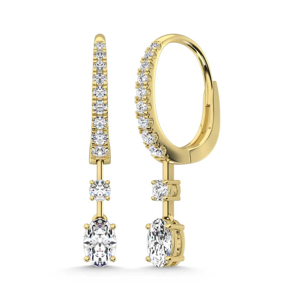 14K Yellow Gold Lab Grown Diamond 1 1/3 Ct.Tw. Hoop Earrings: 14K Yellow Gold Lab Grown Diamond 1 1/3 Ct.Tw. Hoop Earrings Glamorous 14K yellow gold hoops featuring 1 1/3 Ct.Tw. lab-grown diamonds for timeless elegance. 14k Yellow Gold Stone Color: D-f Stone
