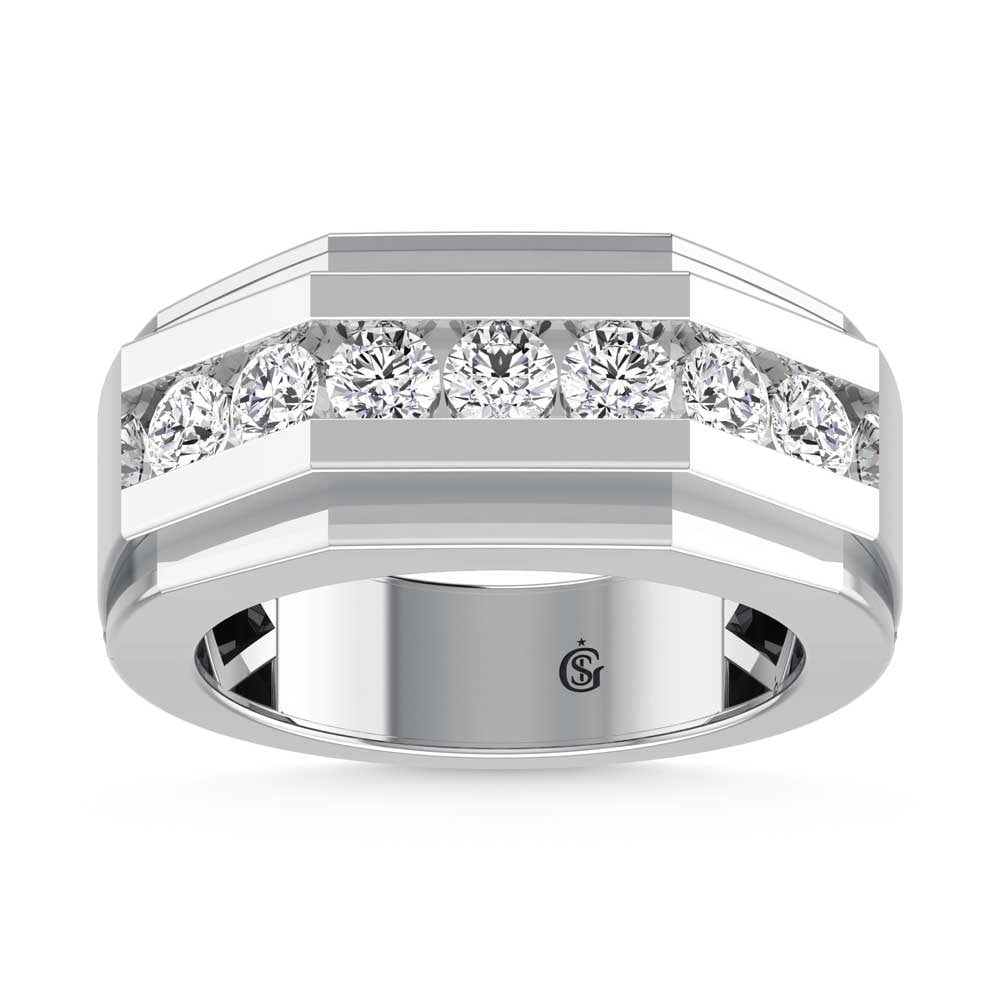 14K White Gold Lab Grown Diamond 2 1/10 Ct.Tw. Mens Band: 14K White Gold Lab Grown Diamond 2 1/10 Ct.Tw. Mens Band 14K White Gold Lab Grown Diamond 2 1/10 Ct.Tw. Mens Band 14k White Gold Stone Color: D-f Stone Clarity: Vs Each ring is presented in standard s