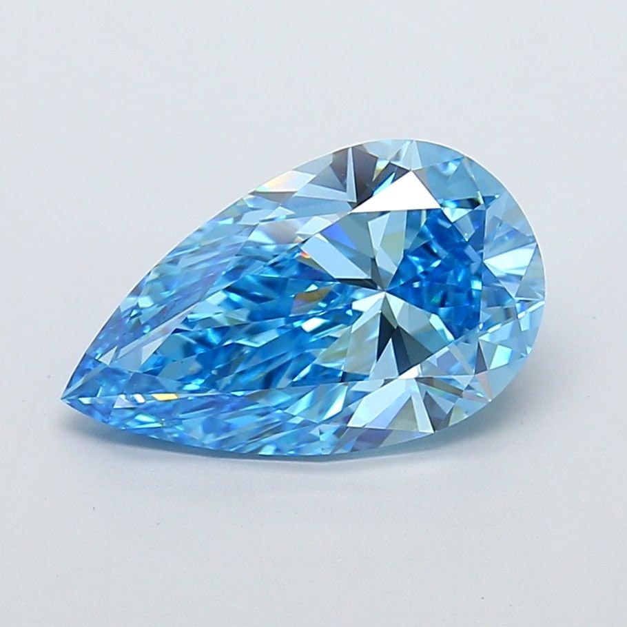 Loose Diamond - PEAR 4.1ct Fancy Vivid Blue VS1: Loose Diamond - PEAR 4.1ct Fancy Vivid Blue VS1 Source: This is a real non-mined Diamond that has been grown in a lab Shape: PEAR Carats: 4.1 Color: Fancy Vivid Blue Certification: IGI Video: Video