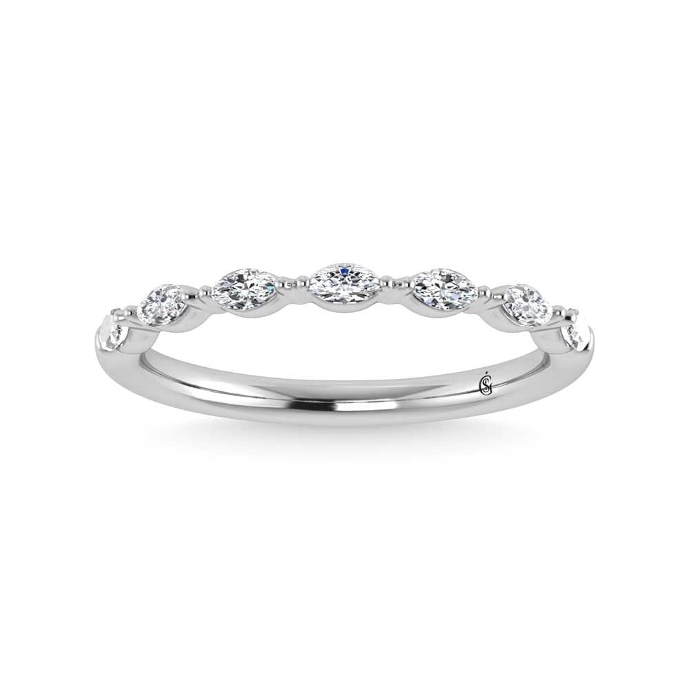 14K White Gold Lab Grown Diamond 1/4 Ct.Tw. Stackable Band: 14K White Gold Lab Grown Diamond 1/4 Ct.Tw. Stackable Band With 1/4 Ct. of radiant diamonds, the 14K White Gold Lab Grown Diamond Stackable Band offers a refined touch of luxury. Set in high-quality w