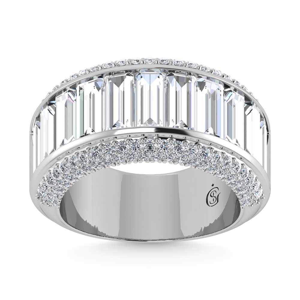 14K White Gold Lab Grown Diamond 4 1/2 Ct.Tw. Band: 14K White Gold Lab Grown Diamond 4 1/2 Ct.Tw. Band Crafted in sleek 14K white gold, this band sparkles with 4 1/2 Ct.Tw. of lab grown diamonds. 14k White Gold Stone Color: D-f Stone Clarity: Vs Each r