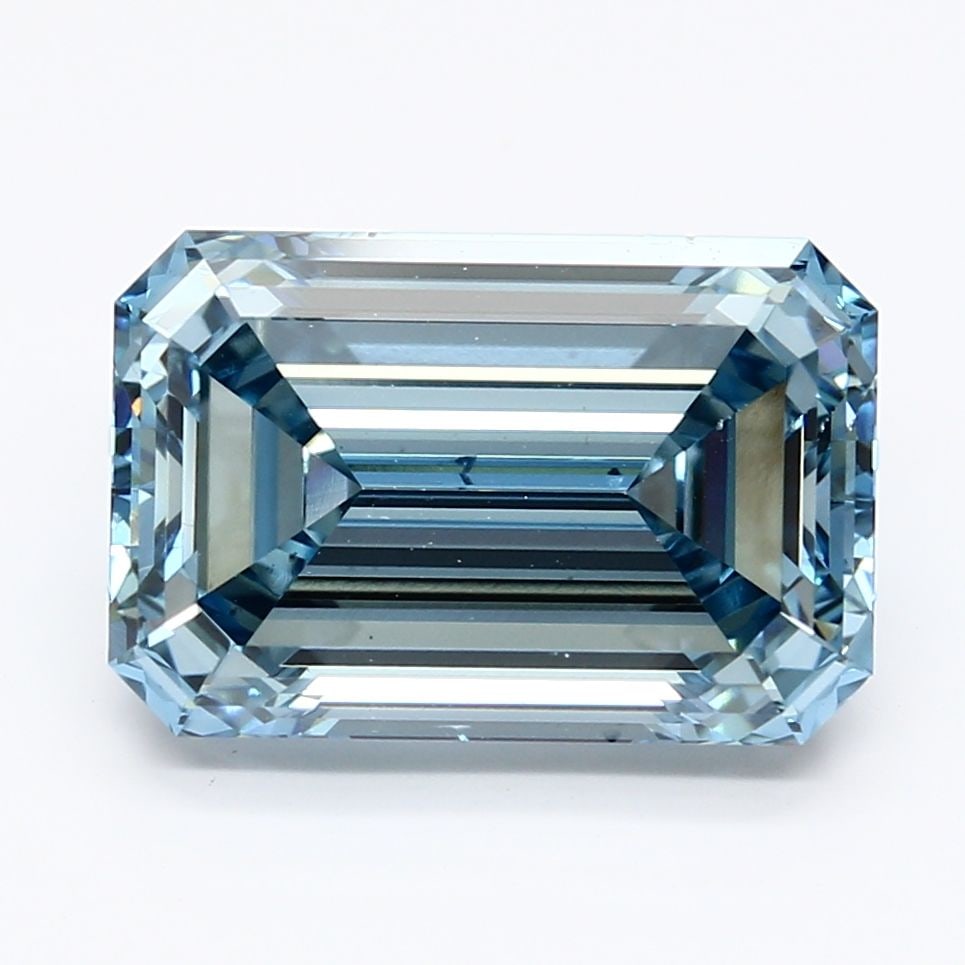 Loose Diamond - EMERALD 5.01ct Fancy Vivid Blue VS2: Loose Diamond - EMERALD 5.01ct Fancy Vivid Blue VS2 Source: This is a real non-mined Diamond that has been grown in a lab Shape: EMERALD Carats: 5.01 Color: Fancy Vivid Blue Certification: IGI The
