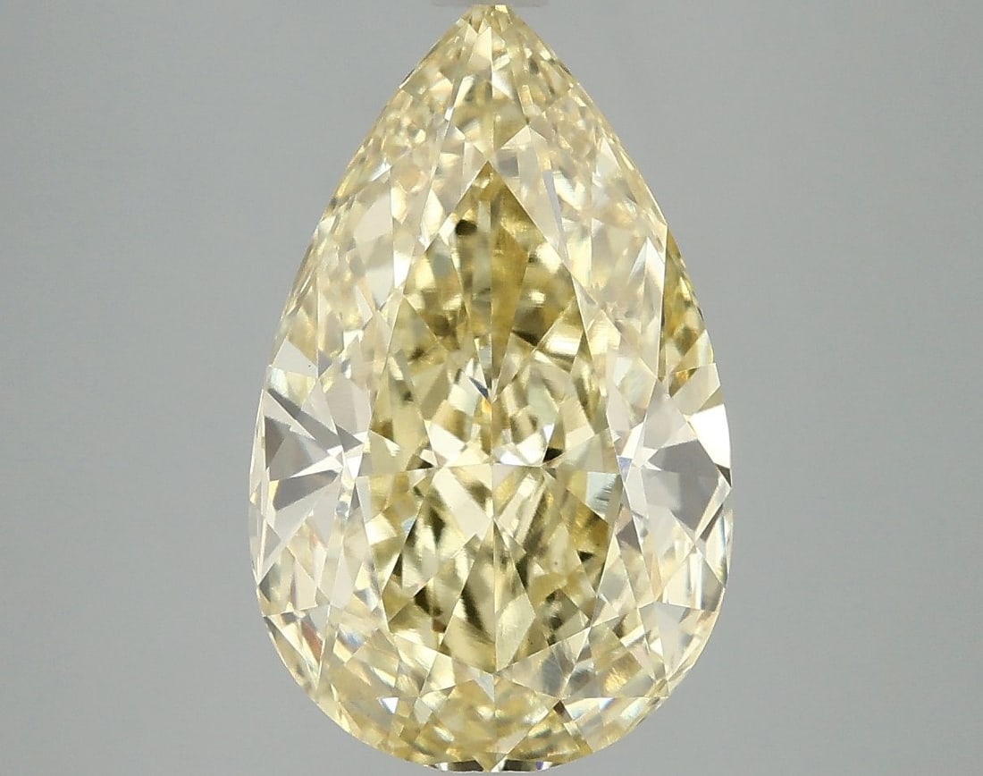 Loose Diamond - PEAR 5.02ct Fancy Intense Yellow VVS2: Loose Diamond - PEAR 5.02ct Fancy Intense Yellow VVS2 Source: This is a real non-mined Diamond that has been grown in a lab Shape: PEAR Carats: 5.02 Color: Fancy Intense Yellow Certification: IGI Vide