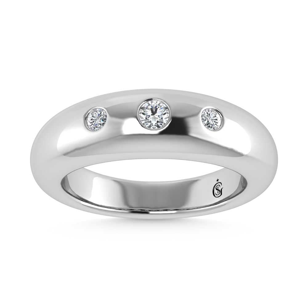14K White Gold Diamond 1/5 Ct.Tw. Flush Setting High Polish Band: 14K White Gold Diamond 1/5 Ct.Tw. Flush Setting High Polish Band 14k White Gold Stone Color: G-h Stone Clarity: Si2 Each ring is presented in standard size 6.5. Complimentary resizing is available bet