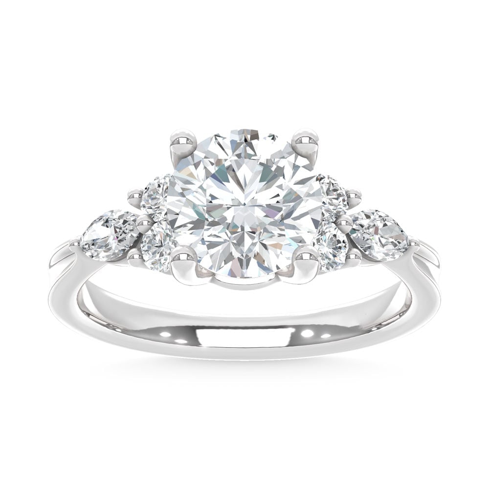 14K White Gold Lab Grown Diamond 2 1/2 Ct.T. Enagagement Ring (IGI Certified Center 2ct): 14K White Gold Lab Grown Diamond 2 1/2 Ct.T. Enagagement Ring (IGI Certified Center 2ct) 14k White Gold Stone Color: D-f Stone Clarity: Vs Each ring is presented in standard size 6.5. Complimentary re