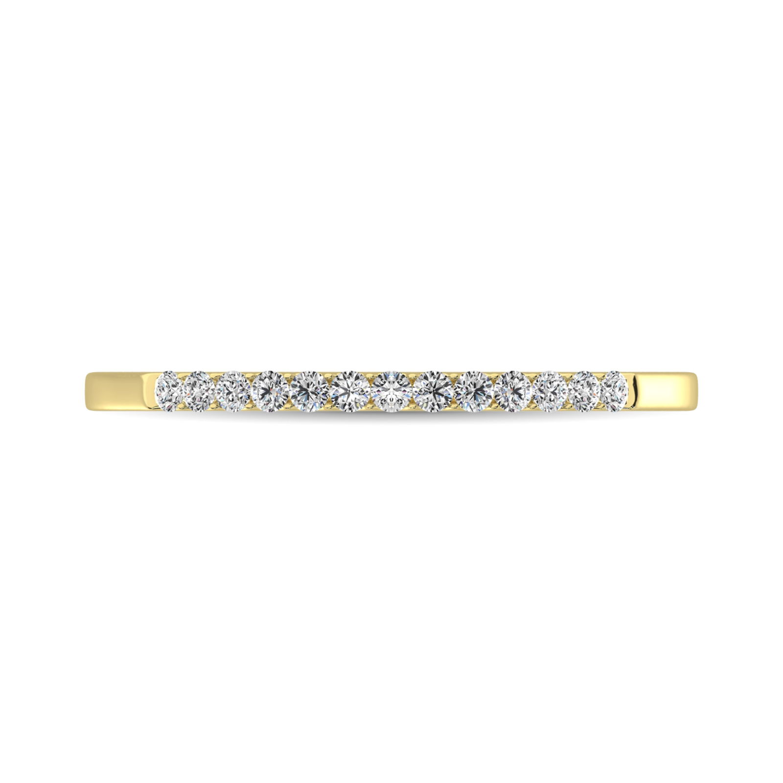 14K Yellow Gold 1/2 Ct Diamond Ladies Machine Band: 14K Yellow Gold 1/2 Ct Diamond Ladies Machine Band This eye-catching Ladies Band is available in 14K Yellow Gold. There are 13 round diamonds with a total carat weight of 1/2 Ct.Tw. set in a machine s