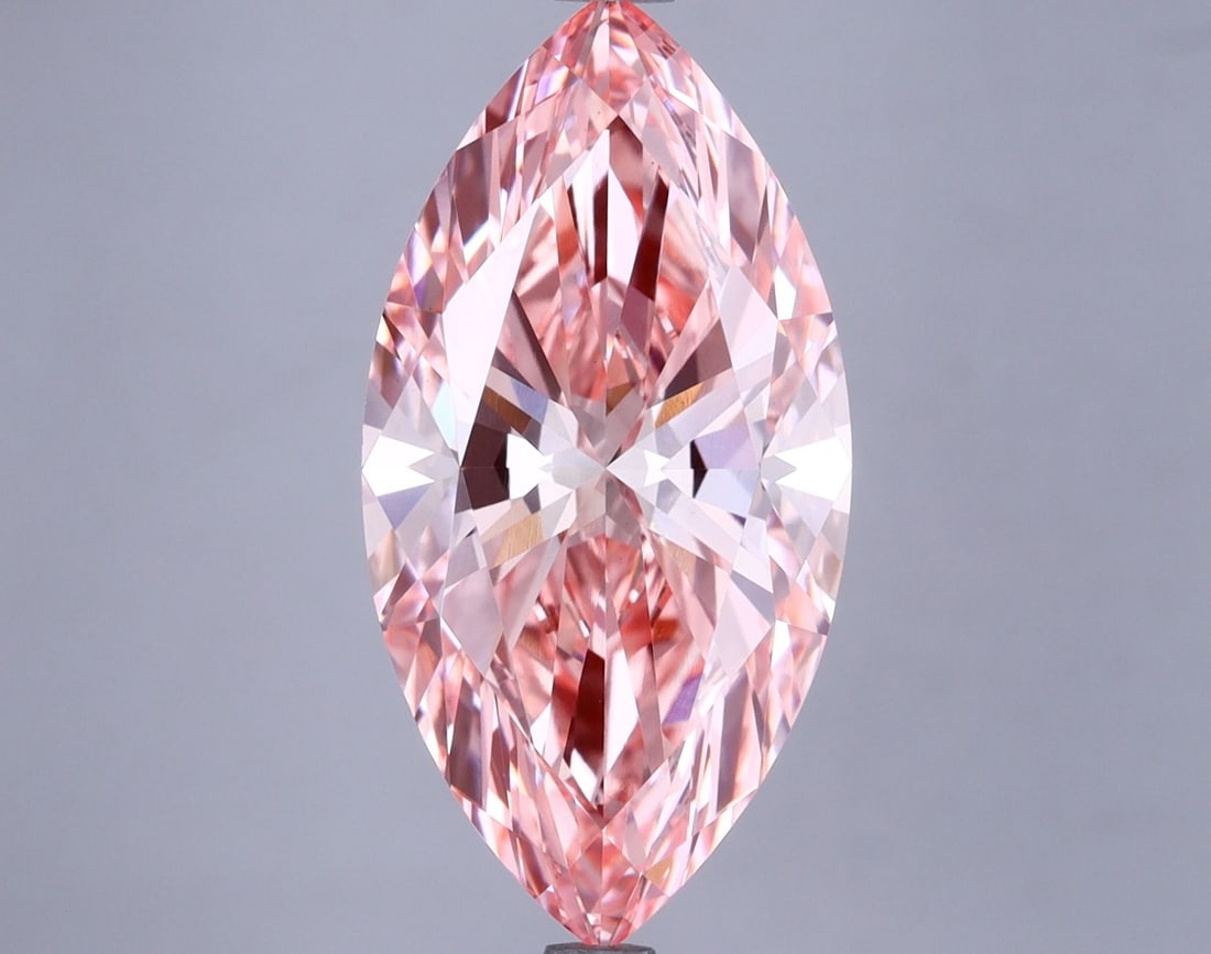 Loose Diamond - MARQUISE 5.43ct Fancy Vivid Pink VS1: Loose Diamond - MARQUISE 5.43ct Fancy Vivid Pink VS1 Source: This is a real non-mined Diamond that has been grown in a lab Shape: MARQUISE Carats: 5.43 Color: Fancy Vivid Pink Certification: IGI Video