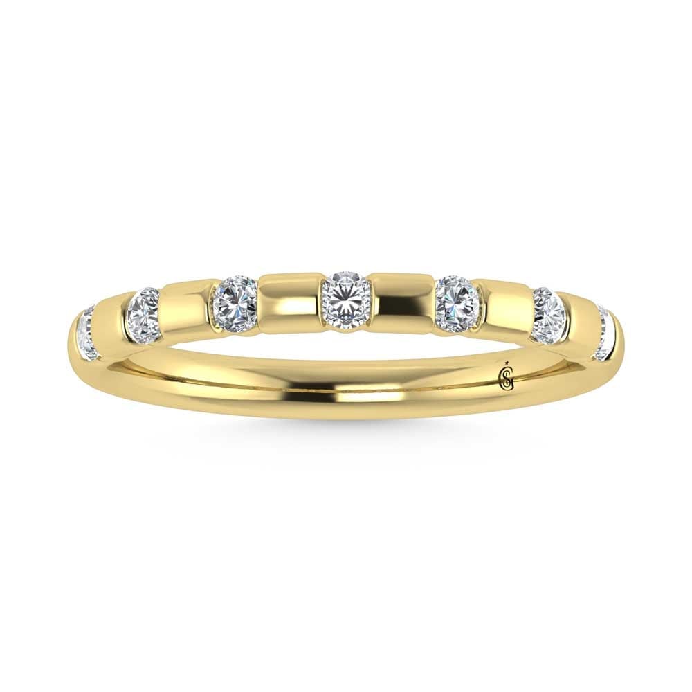 14K Yellow Gold Diamond 1/4 Ct.Tw. Stackable Band: 14K Yellow Gold Diamond 1/4 Ct.Tw. Stackable Band 14k Yellow Gold Stone Color: G-h Stone Clarity: Si Each ring is presented in standard size 6.5. Complimentary resizing is available between sizes 510