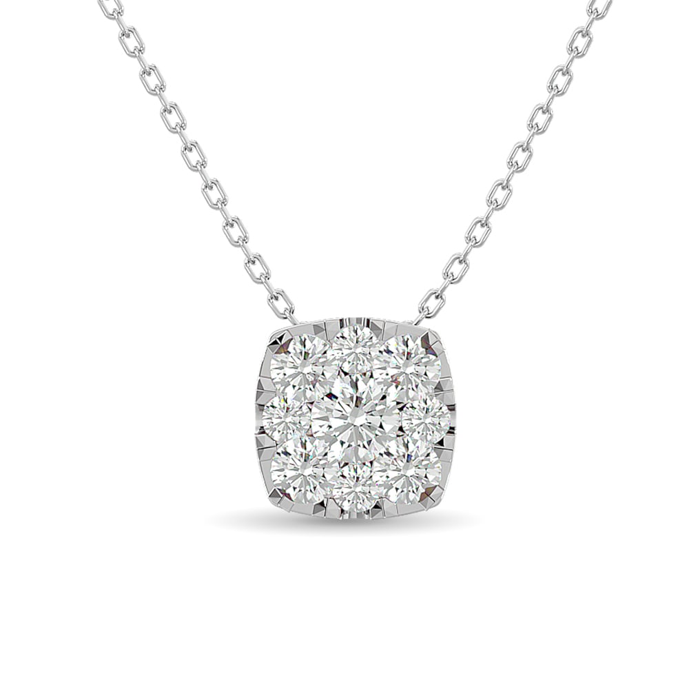 Diamond 1/4 Ct.Tw. Fashion Pendant in 14K White Gold: Diamond 1/4 Ct.Tw. Fashion Pendant in 14K White Gold 14k White Gold Stone Color: G-h Stone Clarity: Si2 Unless otherwise specified, pendants that include a chain are paired with our standard 18-inch l