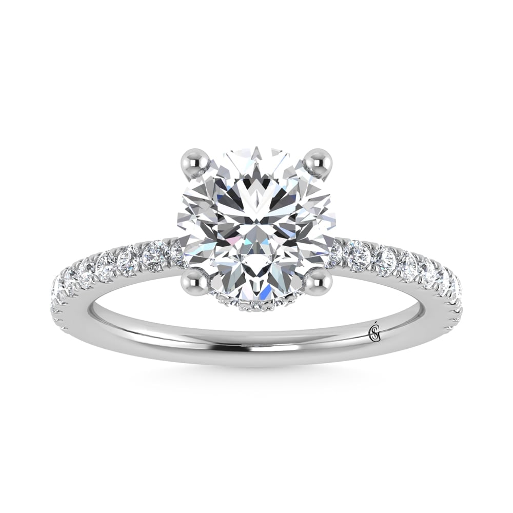 14K White Gold Lab Grown Diamond 2 3/8 Ct.Tw. Hidden Halo Engagement Ring (IGI Certified Center 2ct): 14K White Gold Lab Grown Diamond 2 3/8 Ct.Tw. Hidden Halo Engagement Ring (IGI Certified Center 2ct) Discover subtle brilliance and modern elegance with our Hidden Halo Diamond Engagement Ring. This e