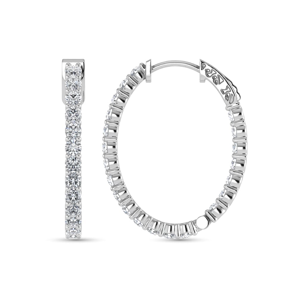 14K White Gold Lab Grown Diamond 1 1/2 Ct.Tw. Hoop Earrings: 14K White Gold Lab Grown Diamond 1 1/2 Ct.Tw. Hoop Earrings Chic 14K white gold hoops featuring 1 1/2 Ct.Tw. lab-grown diamonds, offering luminous brilliance. 14k White Gold Stone Color: D-f Stone Cla
