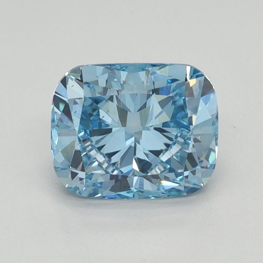 Loose Diamond - CUSHION BRILLIANT 0.98ct Fancy Vivid Blue VS2: Loose Diamond - CUSHION BRILLIANT 0.98ct Fancy Vivid Blue VS2 Source: This is a real non-mined Diamond that has been grown in a lab Shape: CUSHION BRILLIANT Carats: 0.98 Color: Fancy Vivid Blue Certif