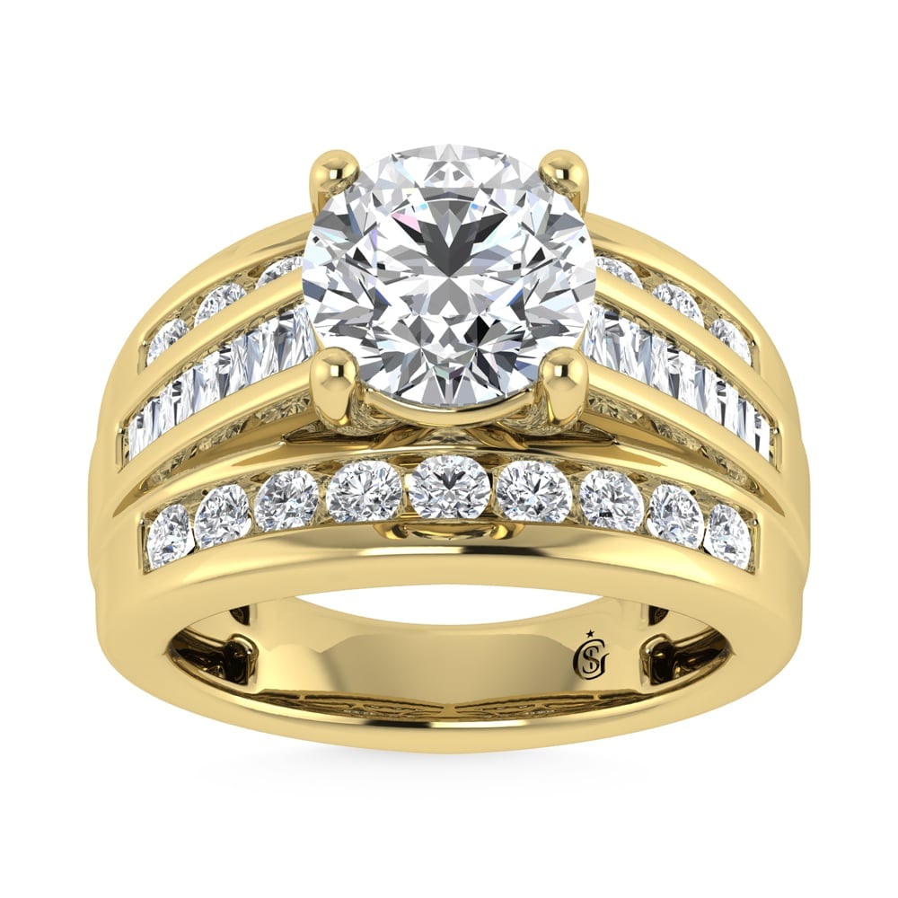 10K Yellow Gold Lab Grown Diamond 3 7/8 ct.Tw. Round Shape Engagement Ring (IGI Certified Center: 10K Yellow Gold Lab Grown Diamond 3 7/8 ct.Tw. Round Shape Engagement Ring (IGI Certified Center 3ct) 10K Yellow Gold Lab Grown Diamond 3 7/8 Ct.Tw. Round Shape Engagement Ring (IGI Certified 2CT) 10k