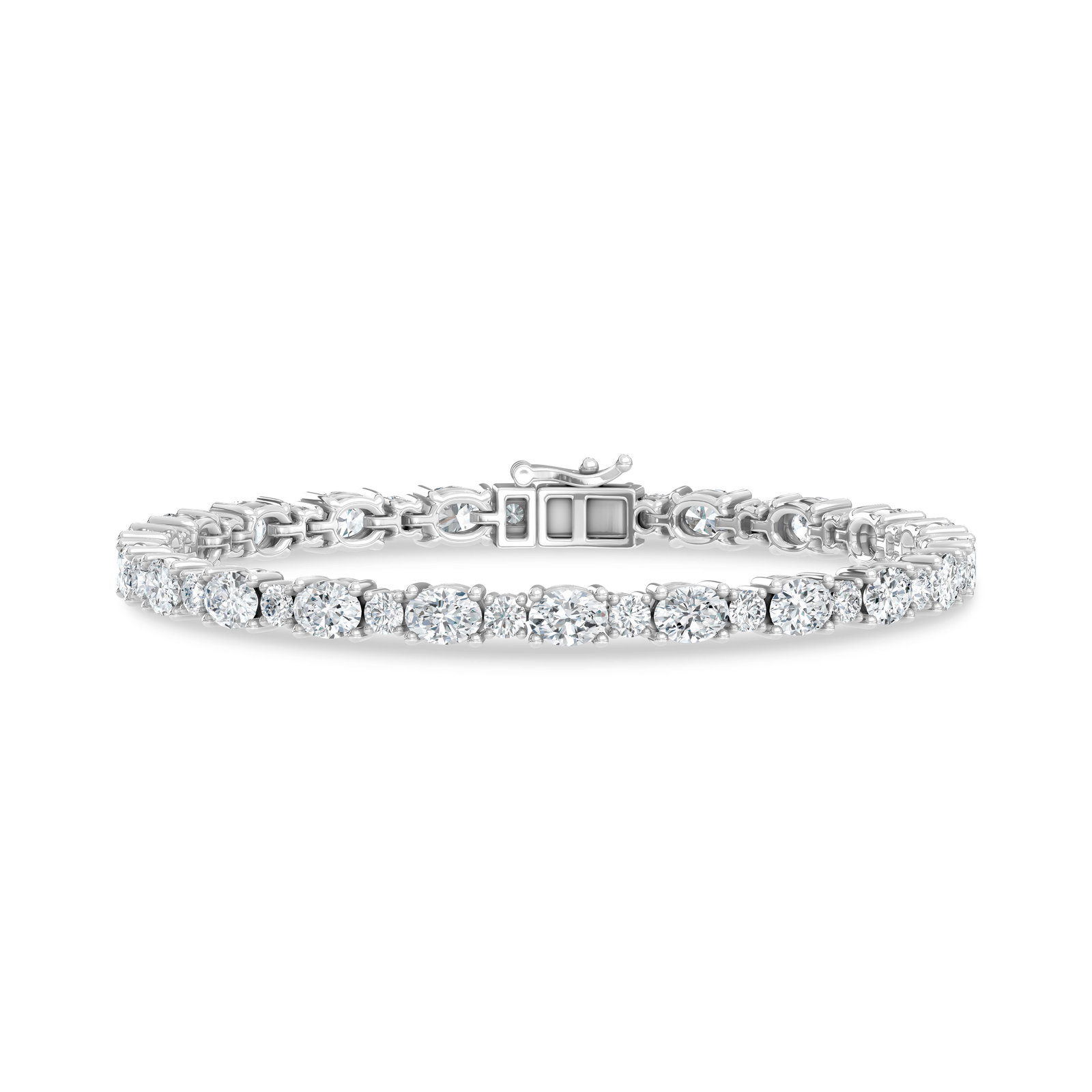 14K White Gold Lab Grown Diamond 8 1/2 Ct.Tw. Oavl and Round Fancy Bracelet: 14K White Gold Lab Grown Diamond 8 1/2 Ct.Tw. Oavl and Round Fancy Bracelet Crafted in sleek 14K White Gold, this oval and round fancy bracelet is adorned with lab grown diamonds totaling 8 1/2 Ct.Tw.