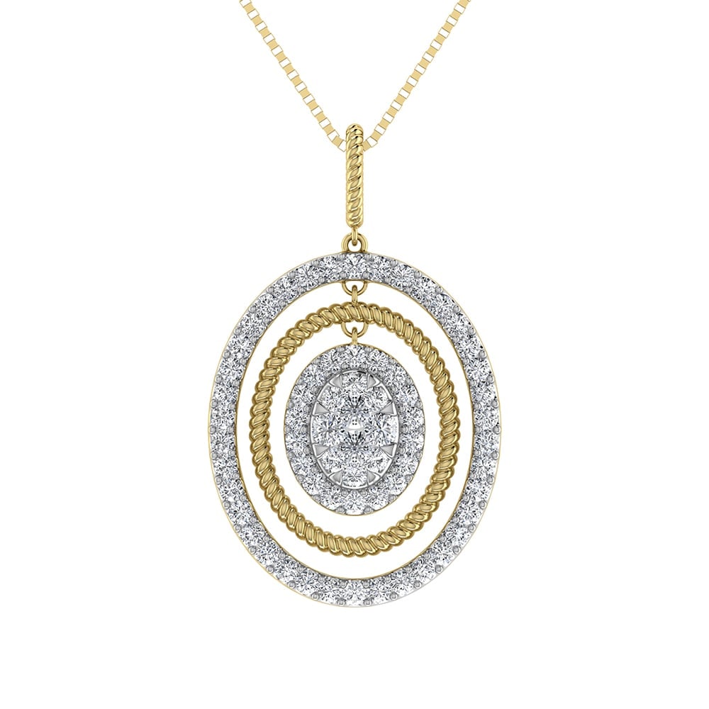 14K Yellow Gold 1 Ct.Tw. Round Diamond Oval Shape Pendant (1 of 4)