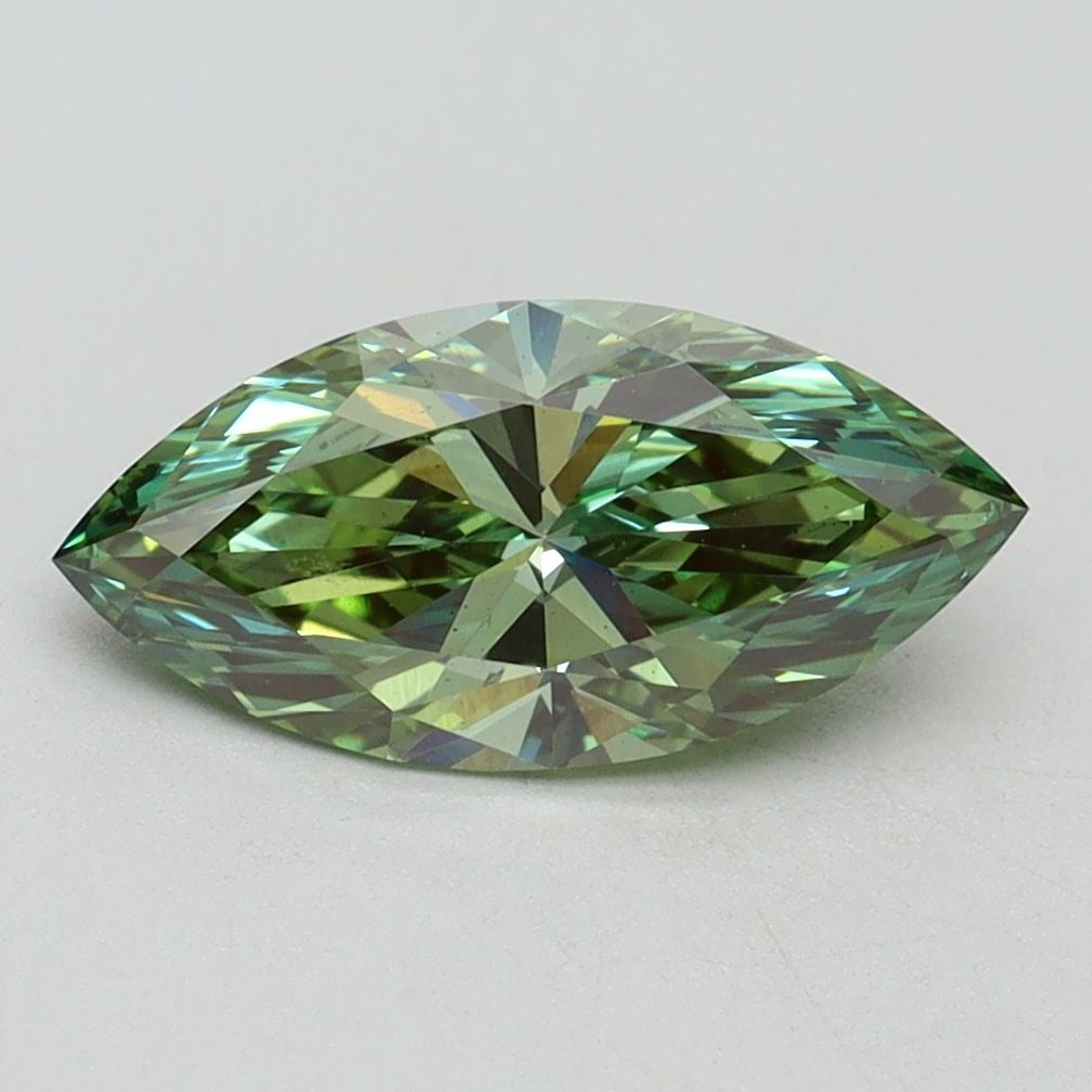 Loose Diamond - MARQUISE 1.5ct Fancy Vivid Green VS2: Loose Diamond - MARQUISE 1.5ct Fancy Vivid Green VS2 Source: This is a real non-mined Diamond that has been grown in a lab Shape: MARQUISE Carats: 1.5 Color: Fancy Vivid Green Certification: IGI
