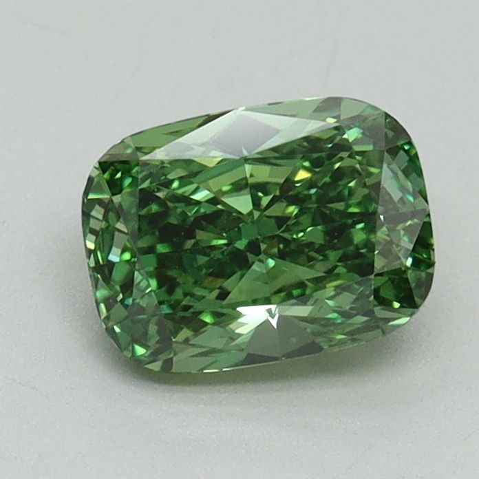 Loose Diamond - CUSHION MODIFIED 1.02ct Fancy Vivid Green VVS2: Loose Diamond - CUSHION MODIFIED 1.02ct Fancy Vivid Green VVS2 Source: This is a real non-mined Diamond that has been grown in a lab Shape: CUSHION MODIFIED Carats: 1.02 Color: Fancy Vivid Green Certi
