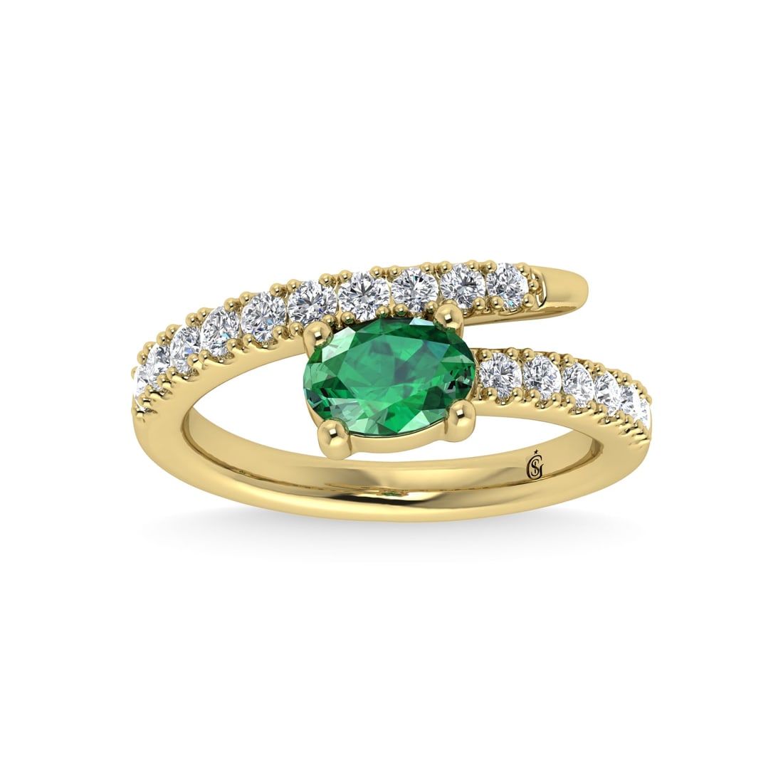 14K Yellow Gold Diamond and Emerald 1 1/3 Ct.Tw. Stackable Band (1 of 4)