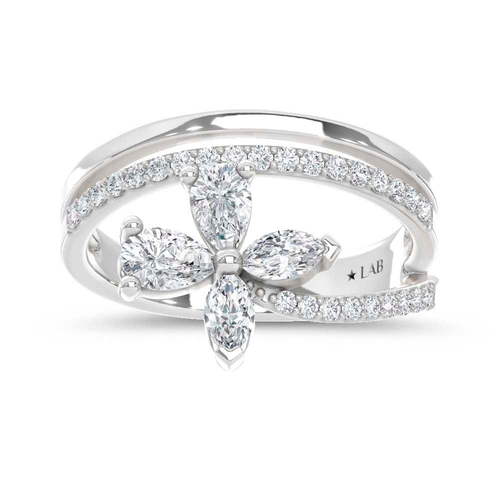 14K White Gold Lab Grown Diamond 3/4 Ct.Tw. Fashion Ring: 14K White Gold Lab Grown Diamond 3/4 Ct.Tw. Fashion Ring This polished 14K White Gold fashion ring features lab grown diamonds totaling 3/4 Ct.Tw., delivering clean lines and luminous sparkle. 14k Whi