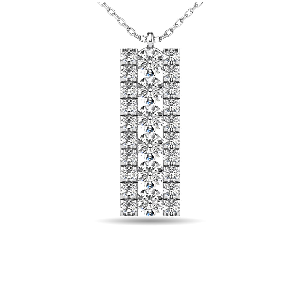 Diamond 1/4 Ct.tw Bar Pendant in 14K White Gold: Diamond 1/4 Ct.tw Bar Pendant in 14K White Gold 14k White Gold Stone Color: G-h Stone Clarity: I1 Unless otherwise specified, pendants that include a chain are paired with our standard 18-inch