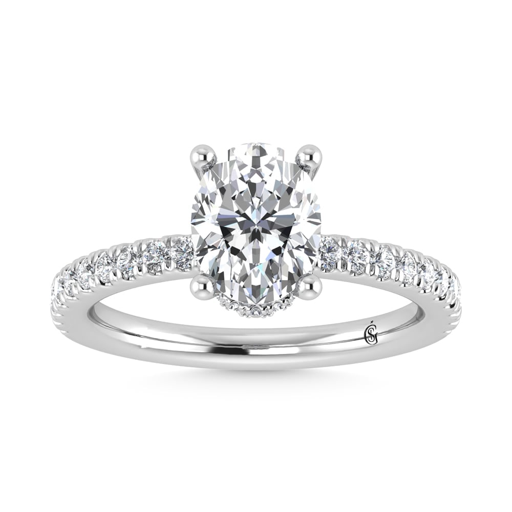 14K White Gold Lab Grown Diamond 5 1/2 Ct.Tw. Oval Shape Halo Engagement Ring (IGI Certified Center: 14K White Gold Lab Grown Diamond 5 1/2 Ct.Tw. Oval Shape Halo Engagement Ring (IGI Certified Center 5ct) Discover subtle brilliance and modern elegance with our Hidden Halo Diamond Engagement Ring. Th