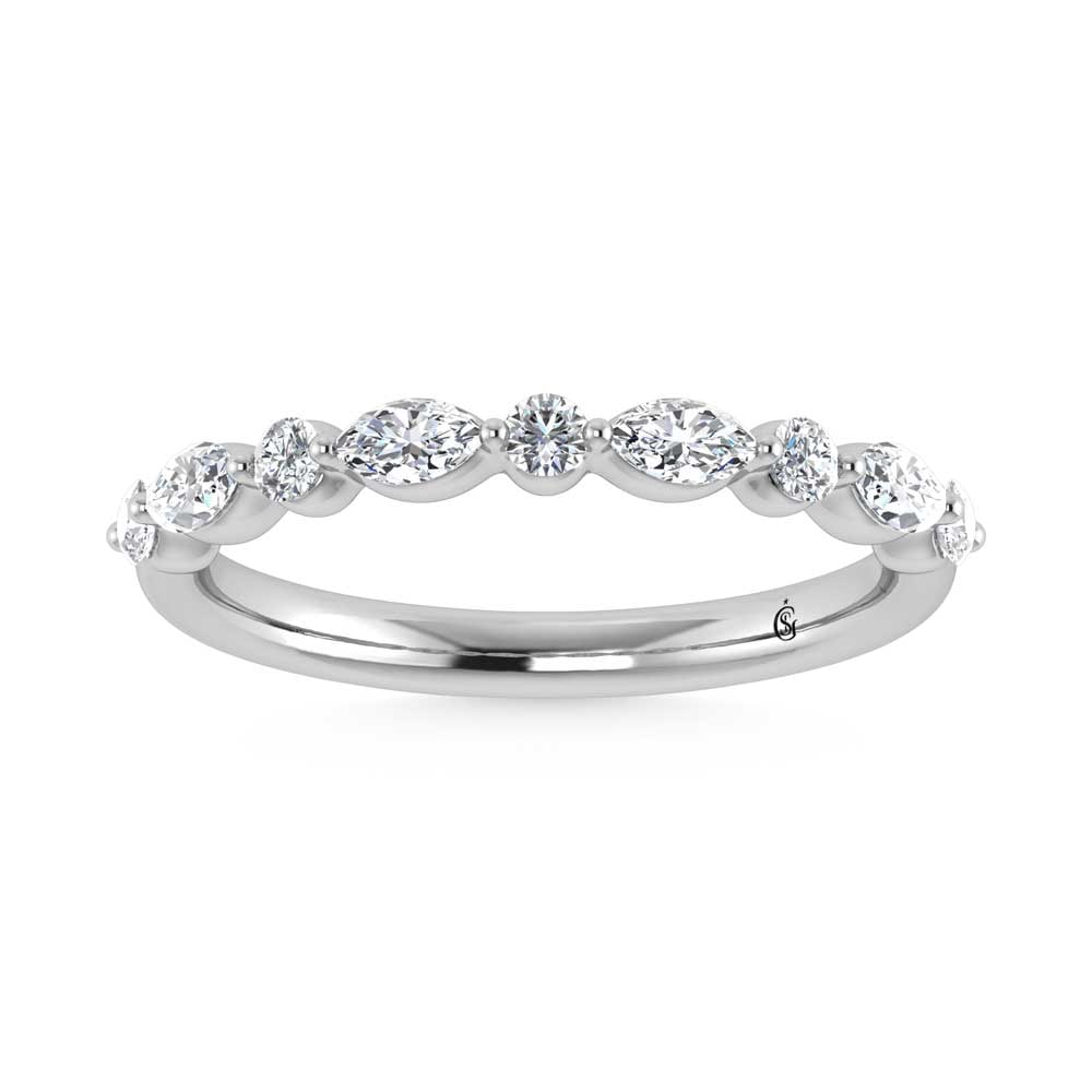 14K White Gold Lab Grown Diamond 1/3 Ct.Tw. Band: 14K White Gold Lab Grown Diamond 1/3 Ct.Tw. Band This refined 14K White Gold Band, set with 1/3 Ct.Tw. of Lab Grown Diamonds, exudes modern elegance. Its dazzling diamonds bring a touch of radiance to