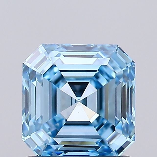 Loose Diamond - ASSCHER 1.23ct Fancy Vivid Blue VVS2: Loose Diamond - ASSCHER 1.23ct Fancy Vivid Blue VVS2 Source: This is a real non-mined Diamond that has been grown in a lab Shape: ASSCHER Carats: 1.23 Color: Fancy Vivid Blue Certification: IGI