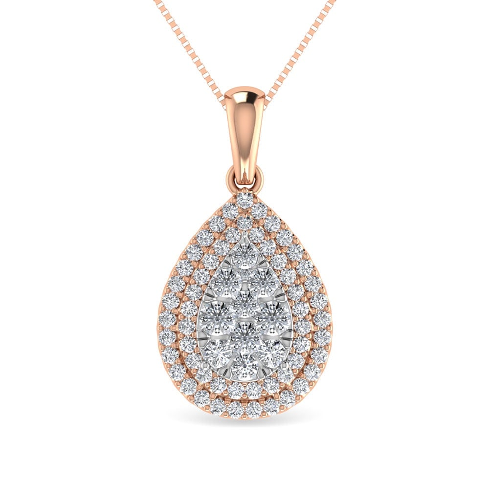 Diamond 3/4 Ct.Tw. Fashion Pendant in 14K Rose Gold: Diamond 3/4 Ct.Tw. Fashion Pendant in 14K Rose Gold 14k Rose Gold Stone Color: G-h Stone Clarity: I1 Unless otherwise specified, pendants that include a chain are paired with our standard 18-inch leng