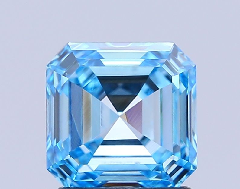 Loose Diamond - ASSCHER 1.56ct Fancy Vivid Blue VVS1: Loose Diamond - ASSCHER 1.56ct Fancy Vivid Blue VVS1 Source: This is a real non-mined Diamond that has been grown in a lab Shape: ASSCHER Carats: 1.56 Color: Fancy Vivid Blue Certification: IGI