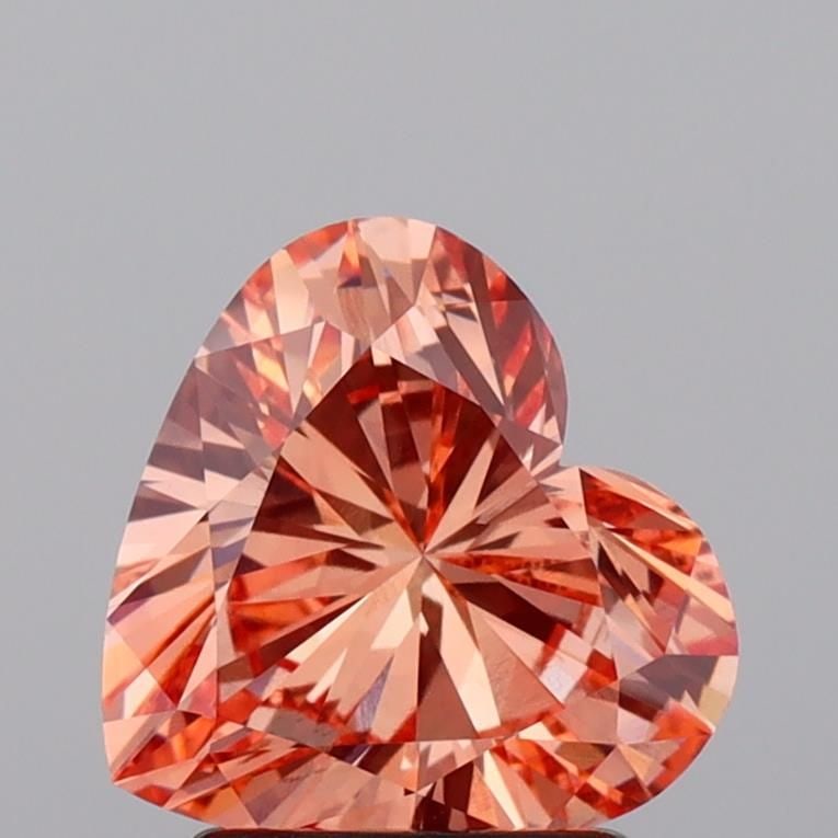 Loose Diamond - HEART 2.03ct Fancy Intense Pinkish Orange VS1: Loose Diamond - HEART 2.03ct Fancy Intense Pinkish Orange VS1 Source: This is a real non-mined Diamond that has been grown in a lab Shape: HEART Carats: 2.03 Color: Fancy Intense Pinkish Orange Certif