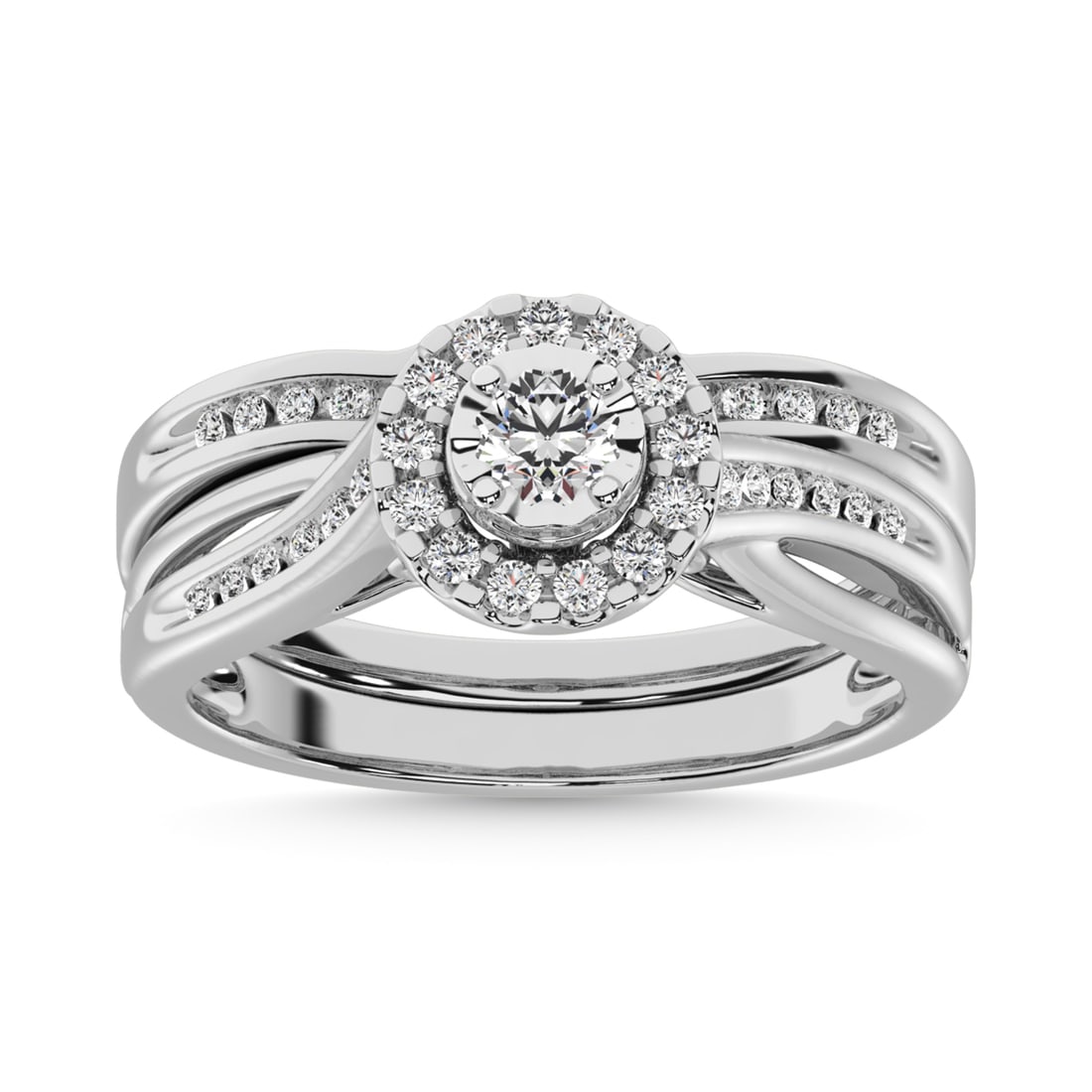 Diamond 1/2 Ct.Tw. Bridal Ring in 10K White Gold: Diamond 1/2 Ct.Tw. Bridal Ring in 10K White Gold 10k White Gold Stone Color: G-h Stone Clarity: I3 Each ring is presented in standard size 6.5. Complimentary resizing is available between sizes 510