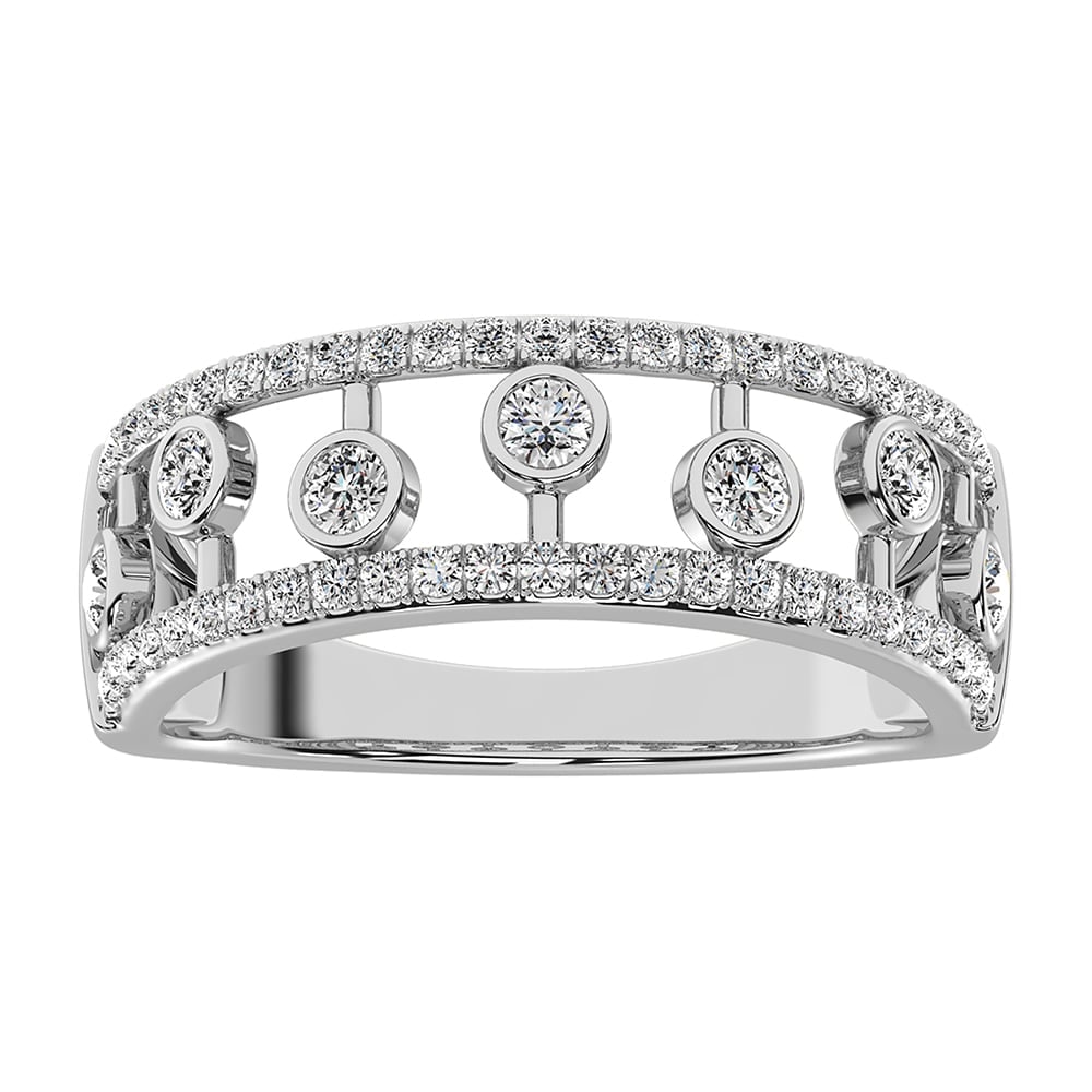 14K White Gold 1/2 Ct.Tw. Diamond Fashion Ring: 14K White Gold 1/2 Ct.Tw. Diamond Fashion Ring 14k White Gold Stone Color: G-h Stone Clarity: I1 Each ring is presented in standard size 6.5. Complimentary resizing is available between sizes 510