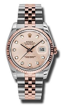 Rolex Datejust Ref 116231 Mens Watch Pink Champagne Diamond Dial Jubilee: Rolex Datejust Ref 116231 Mens Watch Pink Champagne Diamond Dial Jubilee This is a men's Rolex Datejust watch featuring a pink champagne diamond dial. It is fitted with a fluted bezel and comes with