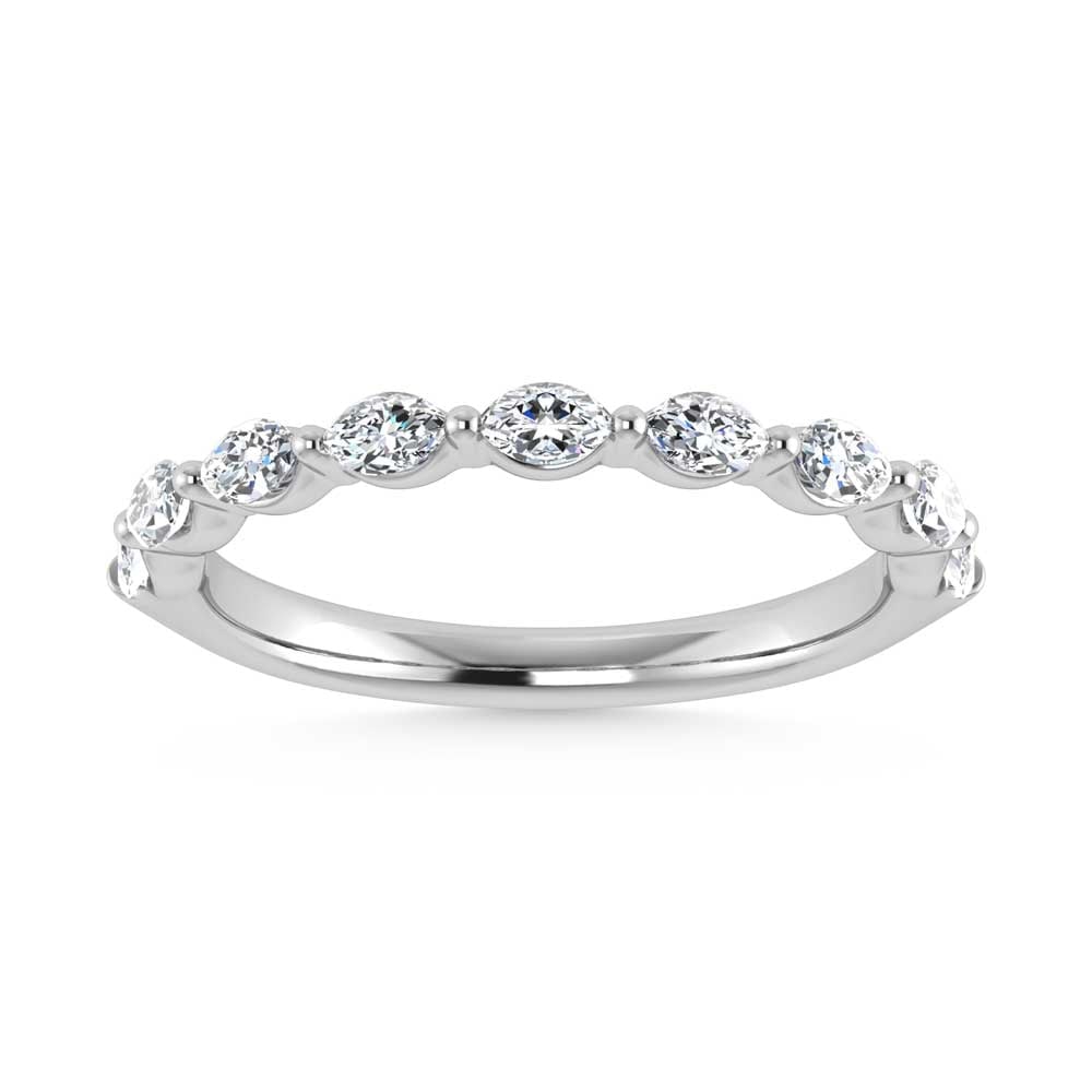 14K White Gold Lab Grown Diamond 1/3 Ct.Tw. Marquise Shape Stackable Band: 14K White Gold Lab Grown Diamond 1/3 Ct.Tw. Marquise Shape Stackable Band With 1/3 Ct. of sparkling marquise-cut diamonds, the 14K White Gold Lab Grown Diamond Marquise Shape Stackable Band is an eleg