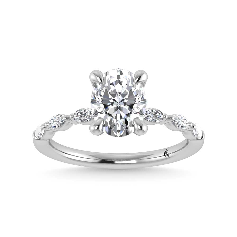 14K White Gold Lab Grown Diamond 2 1/4 Ct.Tw. Engagement Ring (IGI Certified Center 2ct) (1 of 4)
