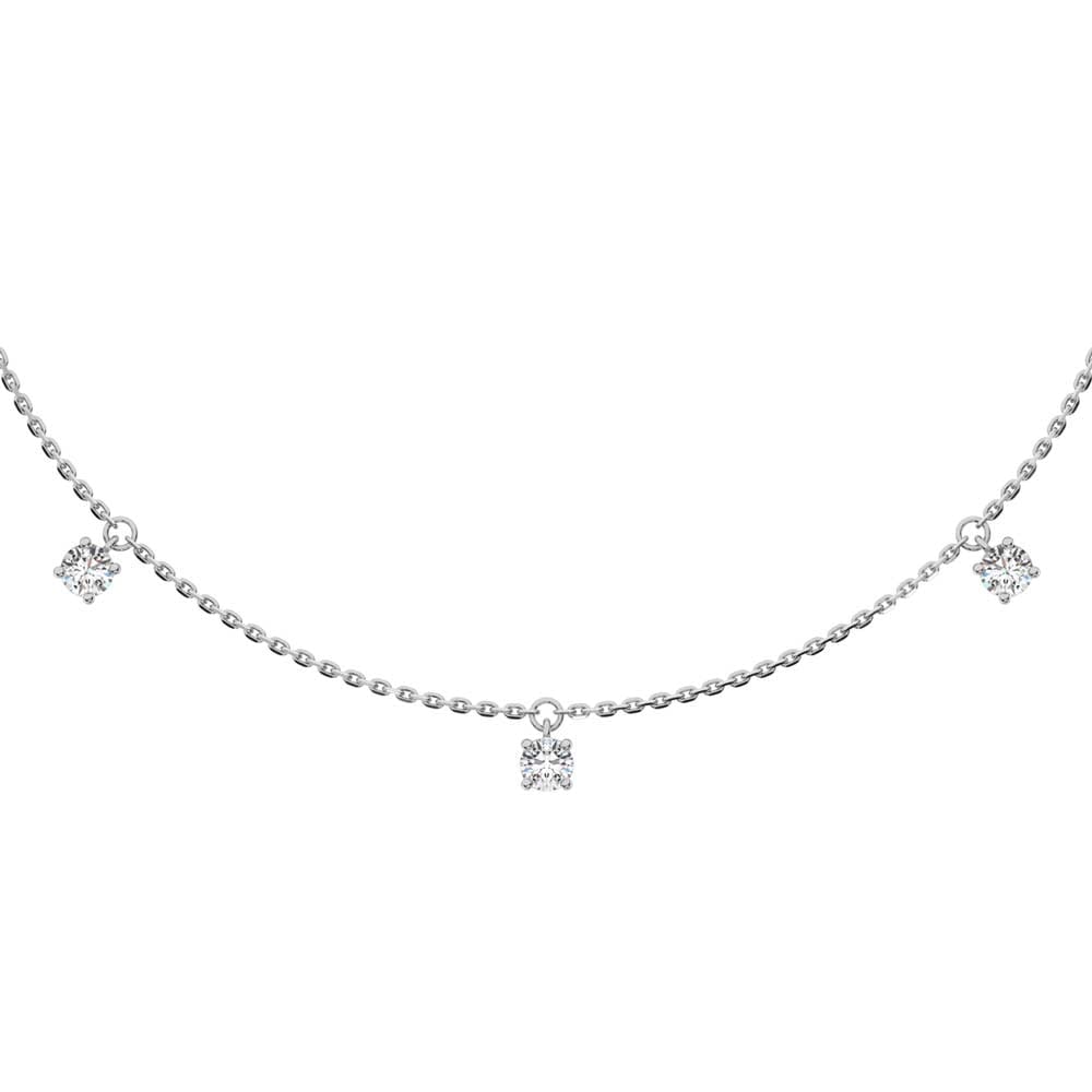 14K White Gold Lab Grown Diamond 1 Ct.Tw. 7 Stone Necklace: 14K White Gold Lab Grown Diamond 1 Ct.Tw. 7 Stone Necklace A striking expression of classic luxury, this 1 CT TW 7-stone necklace is crafted in luminous 14K white gold. Each lab-grown diamond is perfe