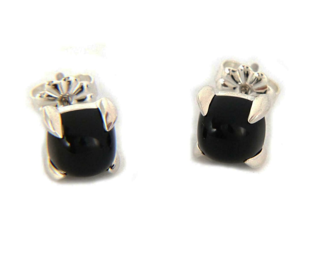 Paloma Picasso Sugar Stacks Onyx and Sterling Silver Stud Earrings Pair: Paloma Picasso Sugar Stacks Onyx and Sterling Silver Stud Earrings Pair These Tiffany & Co. Paloma Picasso Sugar Stacks stud earrings are crafted in sterling silver and feature cabochon black onyx top